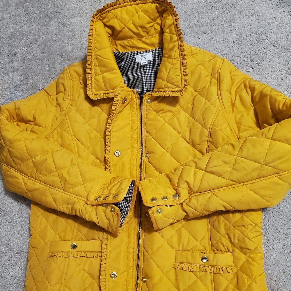 CROWN & IVY Women's Gold Quilted  Jacket  Lightweight Puffer GOLD Size ( XL) - Picture 8 of 8